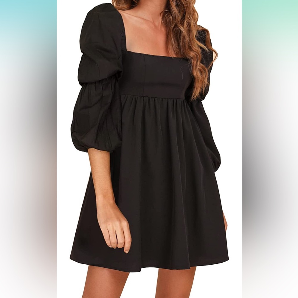 Exlura Puffy Sleeve Dress | Size: Medium | Black | NWT - Picture 4 of 10